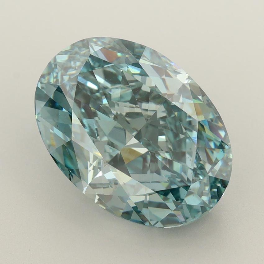 7.54 Ct. Fancy Vivid Greenish Blue Oval Lab Grown Diamond