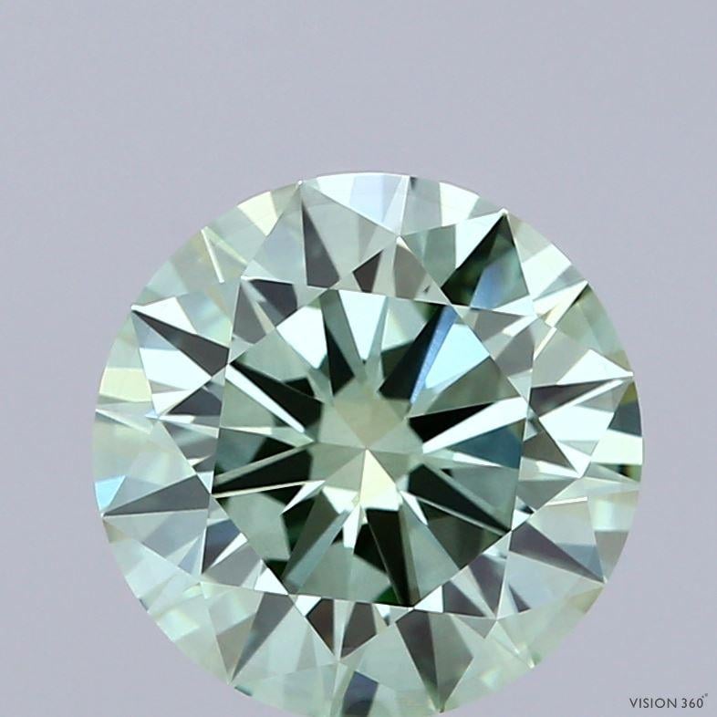 3.00 Ct. Fancy Vivid  Green Round Lab Grown Diamond