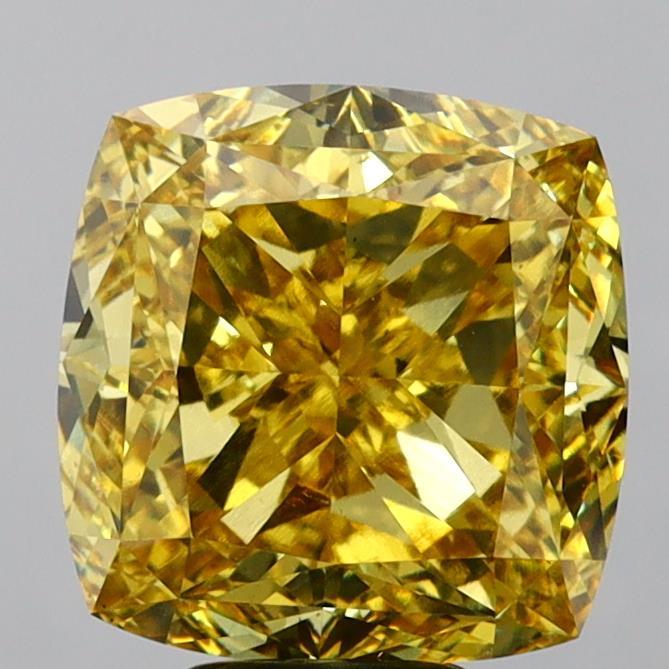 8.70 Ct. Fancy Vivid Yellow Cushion Lab Grown Diamond