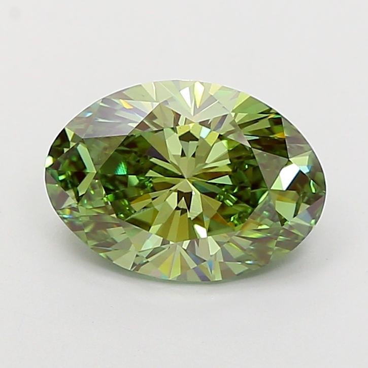 3.30 Ct. Fancy Vivid Green Oval Lab Grown Diamond