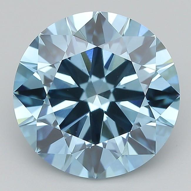 8.03 Ct. Fancy Vivid  Blue Round Lab Grown Diamond
