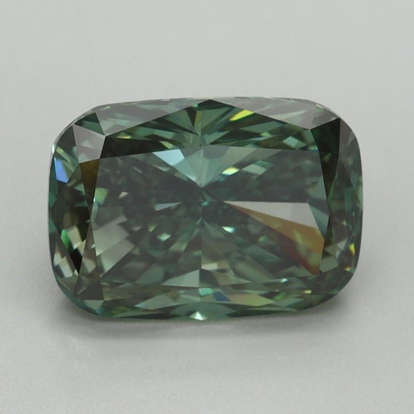 3.03 Ct. Fancy Vivid Green Cushion Lab Grown Diamond