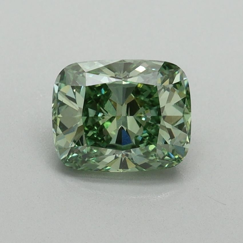 1.01 Ct. Fancy Vivid Green Cushion Lab Grown Diamond
