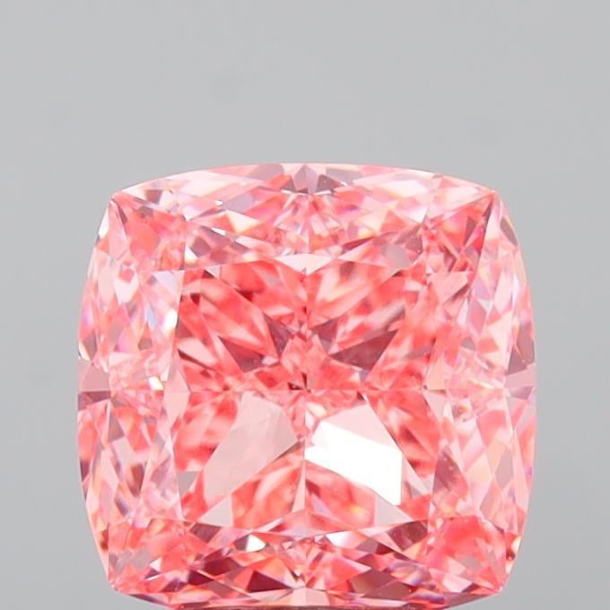 3.04 Ct. Fancy Vivid  Pink Cushion Lab Grown Diamond