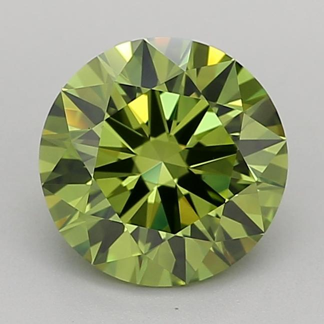 1.53 Ct. Fancy Vivid Green Round Lab Grown Diamond