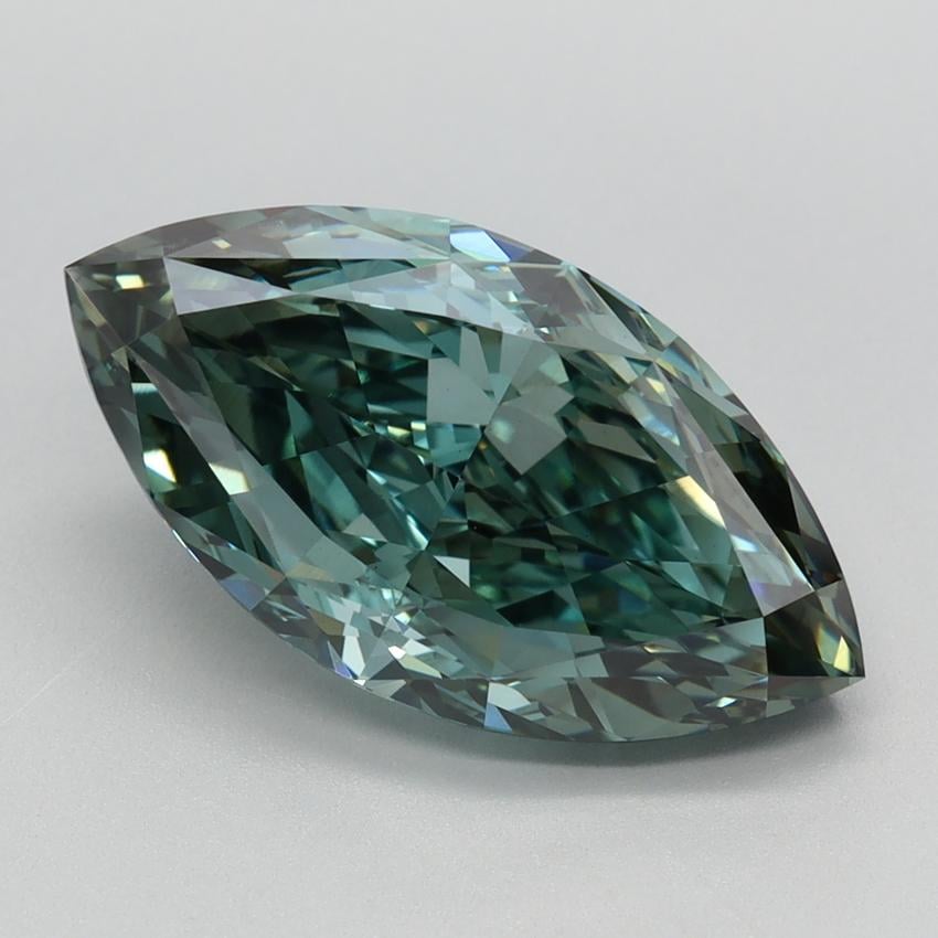 4.24 Ct. Fancy Vivid Bluish Green Marquise Lab Grown Diamond
