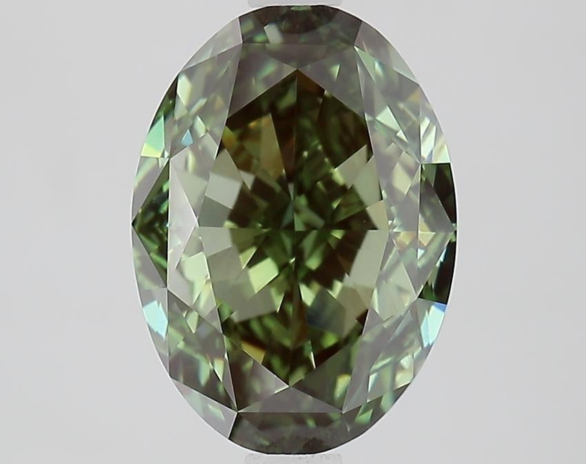 3.08 Ct. Fancy Vivid Green Oval Lab Grown Diamond