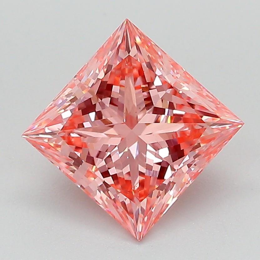 2.10 Ct. Fancy Vivid Pink Princess Lab Grown Diamond