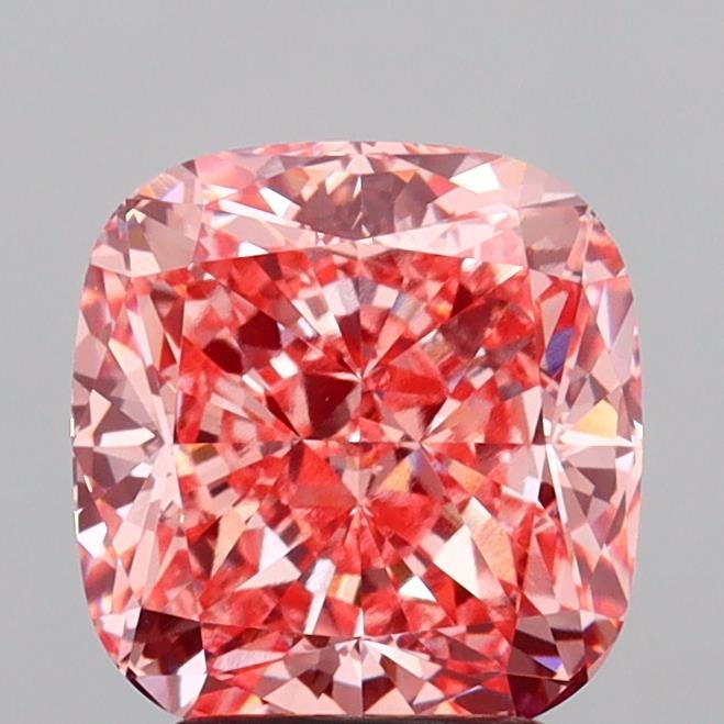 3.19 Ct. Fancy Vivid  Pink Cushion Lab Grown Diamond