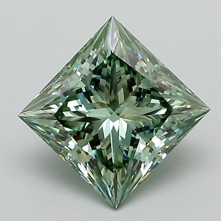 1.52 Ct. Fancy Vivid Green Princess Lab Grown Diamond
