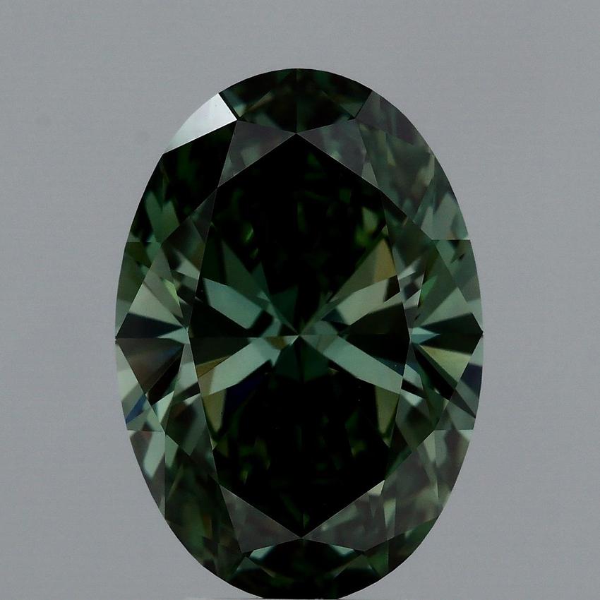 4.53 Ct. Fancy Vivid Green Oval Lab Grown Diamond