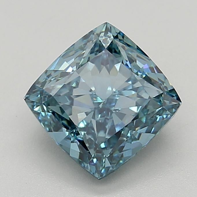 3.39 Ct. Fancy Vivid  Blue Cushion Lab Grown Diamond