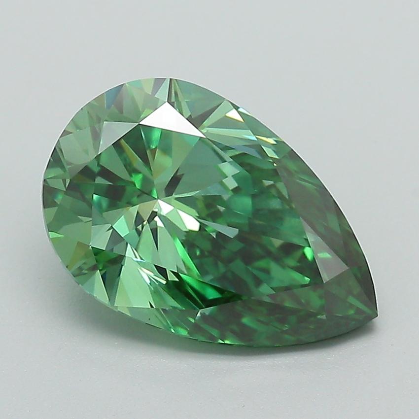 2.90 Ct. Fancy Vivid Green Pear Lab Grown Diamond