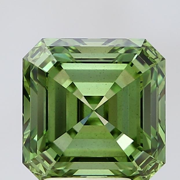 4.00 Ct. Fancy Vivid Green Asscher Lab Grown Diamond