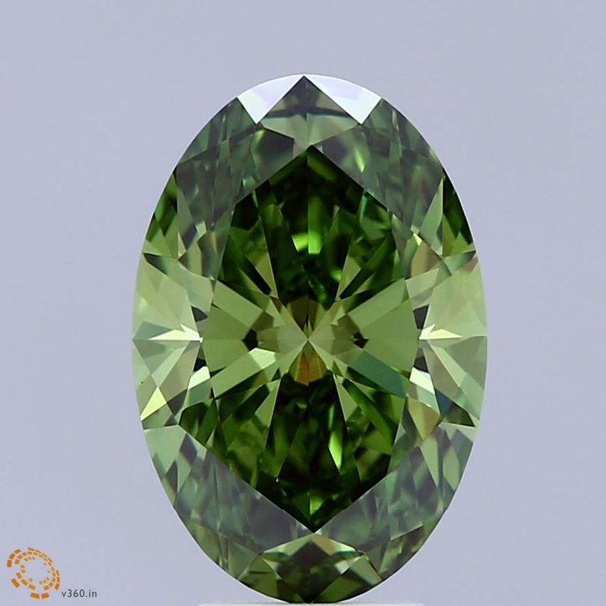 3.63 Ct. Fancy Vivid Green Oval Lab Grown Diamond