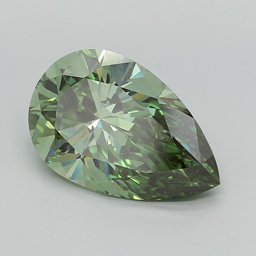 6.05 Ct. Fancy Vivid  Green Pear Lab Grown Diamond