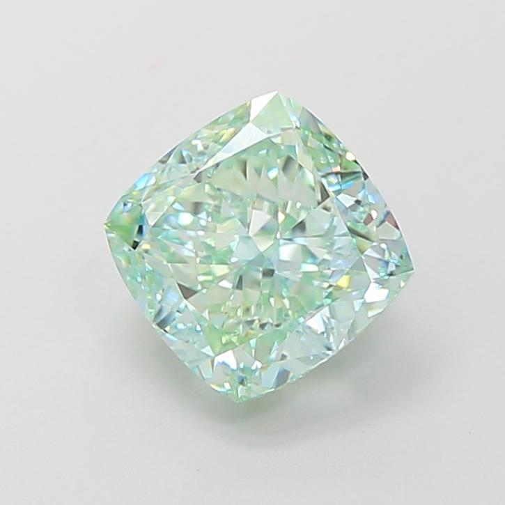 2.42 Ct. Fancy Vivid Green Cushion Lab Grown Diamond