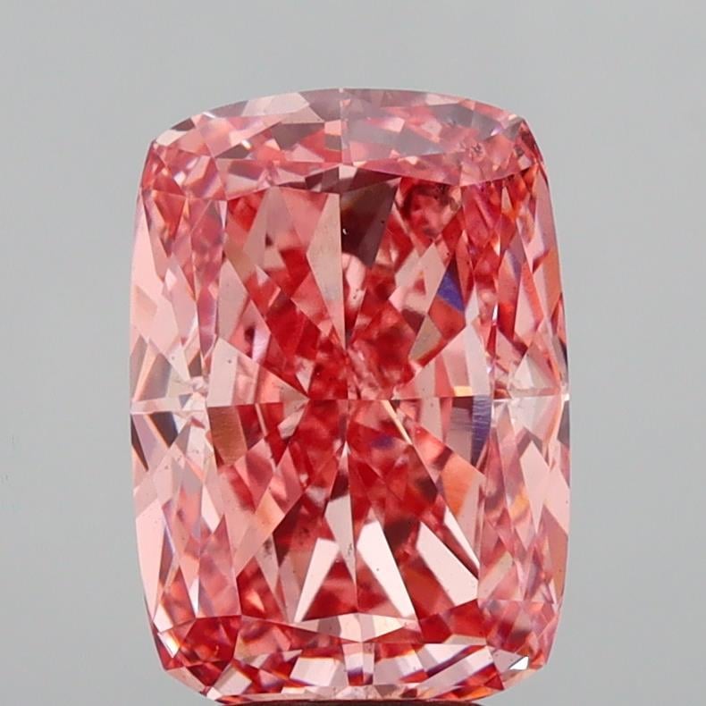 5.20 Ct. Fancy Vivid  Pink Cushion Lab Grown Diamond
