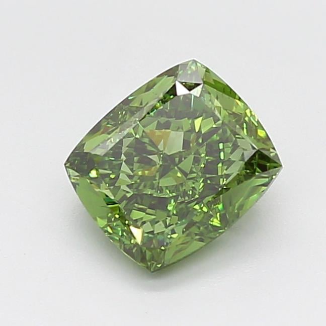 2.53 Ct. Fancy Vivid Green Cushion Lab Grown Diamond