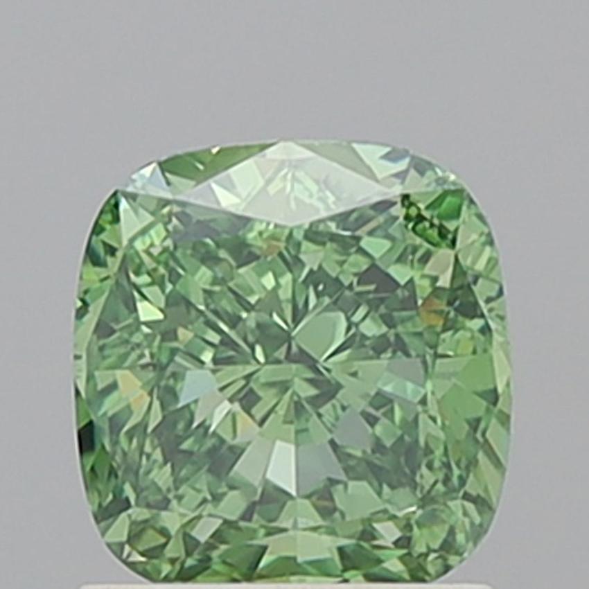 1.38 Ct. Fancy Vivid Green Cushion Lab Grown Diamond