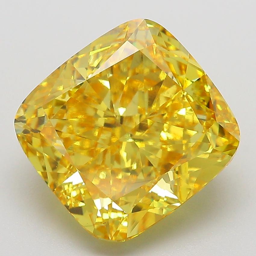 7.00 Ct. Fancy Vivid Yellow Cushion Lab Grown Diamond
