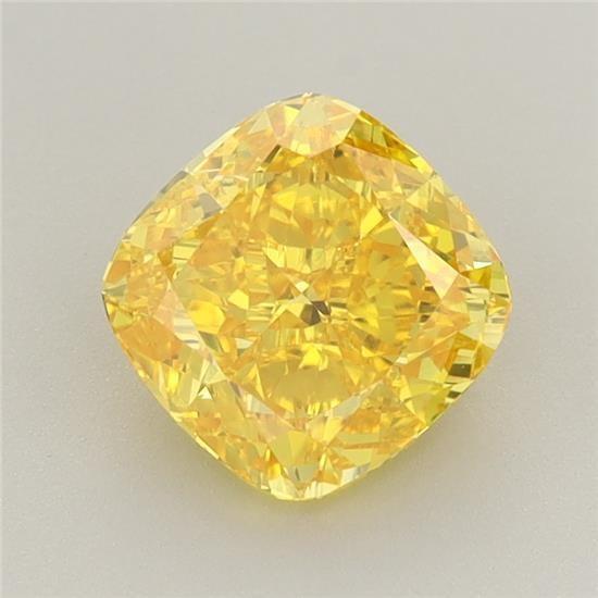 1.74 Ct. Fancy Vivid Yellow Cushion Lab Grown Diamond