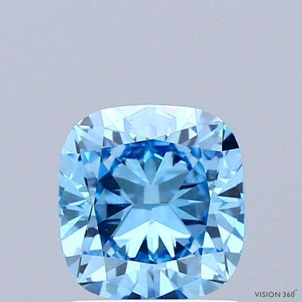 1.05 Ct. Fancy Vivid Blue Cushion Lab Grown Diamond