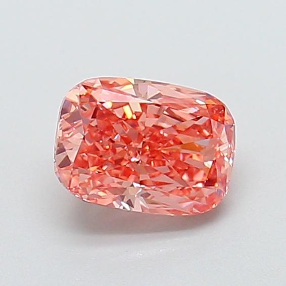 1.32 Ct. Fancy Vivid Orangy Pink Cushion Lab Grown Diamond