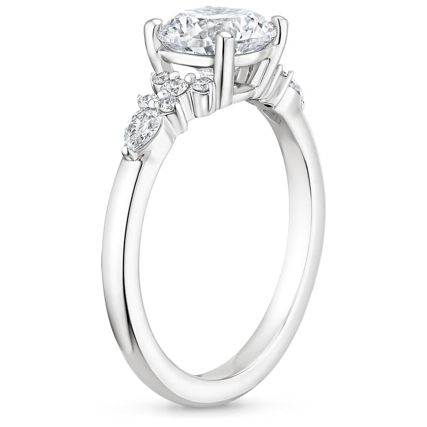 Platinum Rosette Diamond Ring, large side view