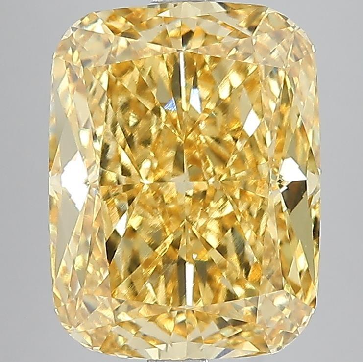 7.07 Ct. Fancy Vivid Yellow Cushion Lab Grown Diamond