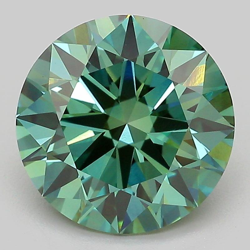 3.54 Ct. Fancy Vivid Green Round Lab Grown Diamond
