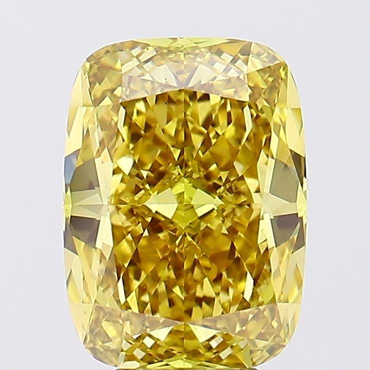 5.01 Ct. Fancy Vivid Yellow Cushion Lab Grown Diamond