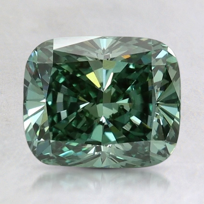 2.0 Ct. Fancy Vivid Pacific Green Cushion Lab Grown Diamond