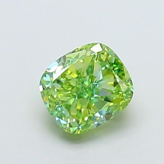 1.08 Ct. Fancy Vivid Green Cushion Lab Grown Diamond
