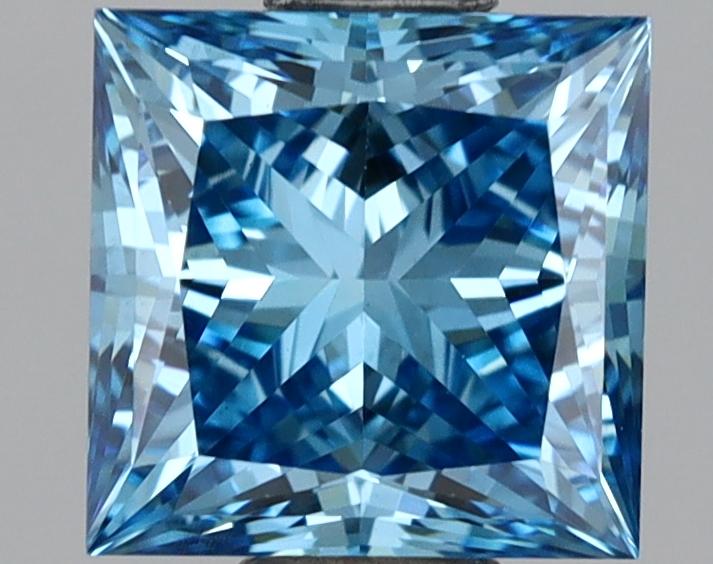 1.11 Ct. Fancy Vivid Blue Princess Lab Grown Diamond