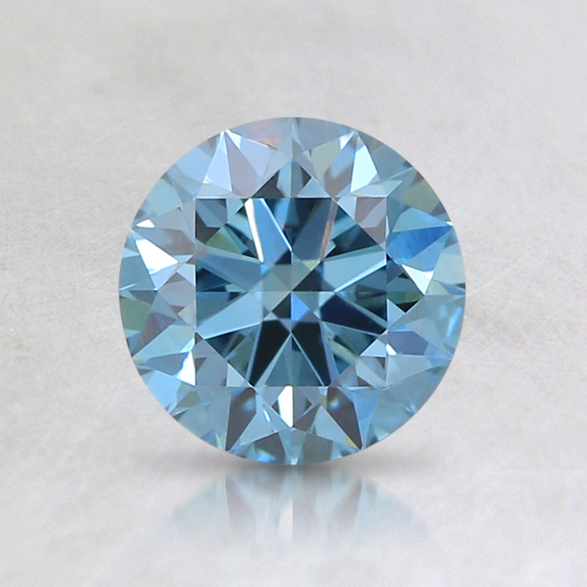 0.89 Ct. Fancy Intense Greenish Blue Round Lab Created Diamond