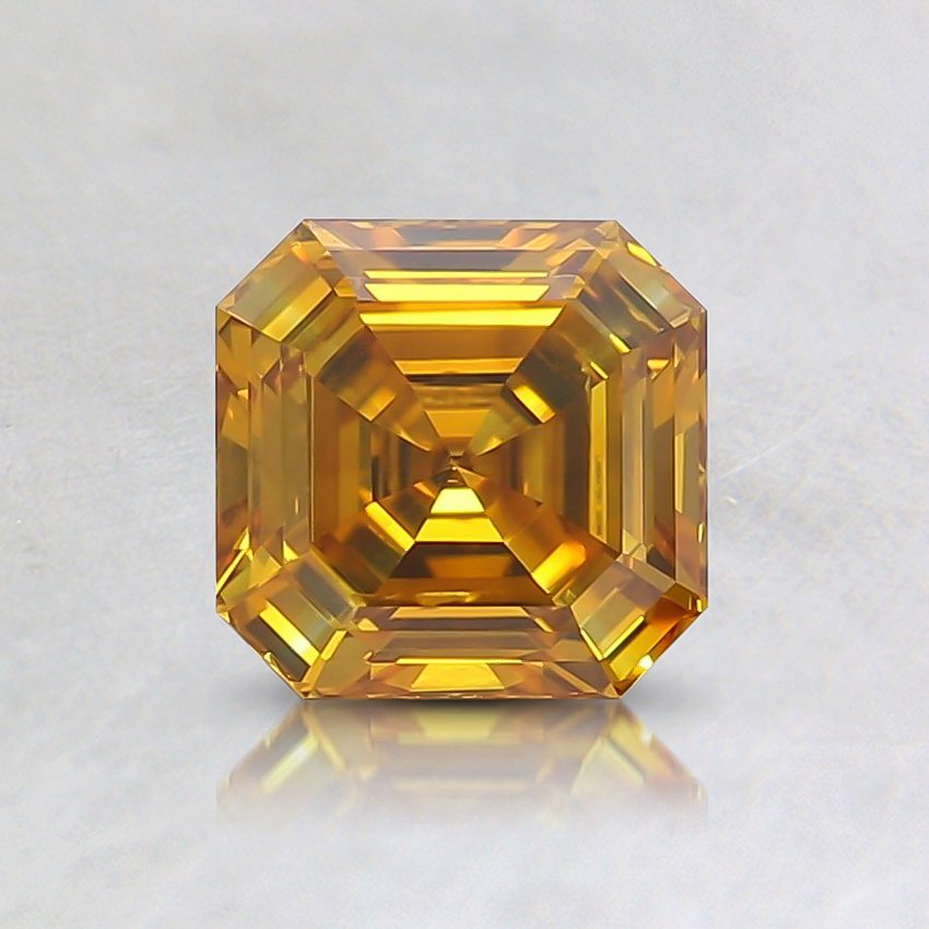0.73 Ct.  Fancy Deep Brownish Yellow Asscher  Lab Grown Diamond