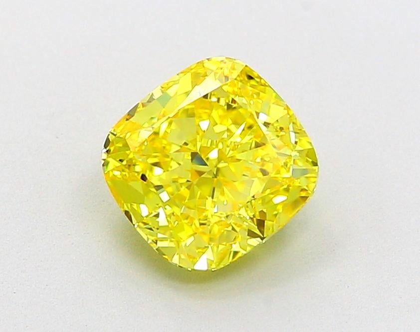 2.03 Ct. Fancy Vivid Yellow Cushion Lab Grown Diamond