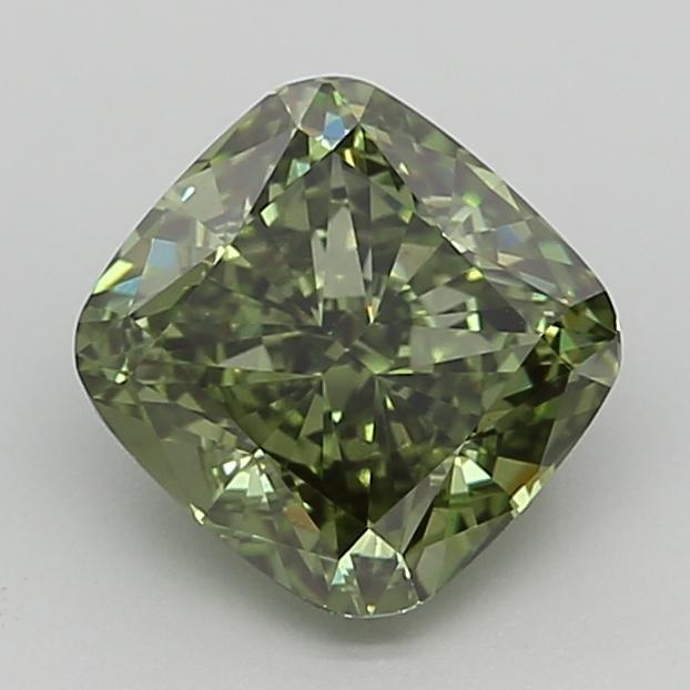 2.71 Ct. Fancy Vivid  Green Cushion Lab Grown Diamond