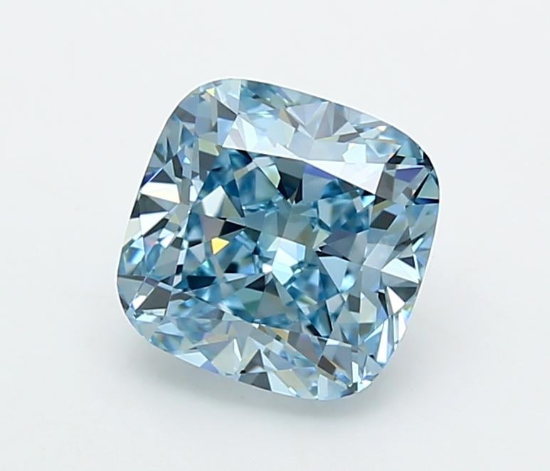 2.55 Ct. Fancy Vivid  Blue Cushion Lab Grown Diamond