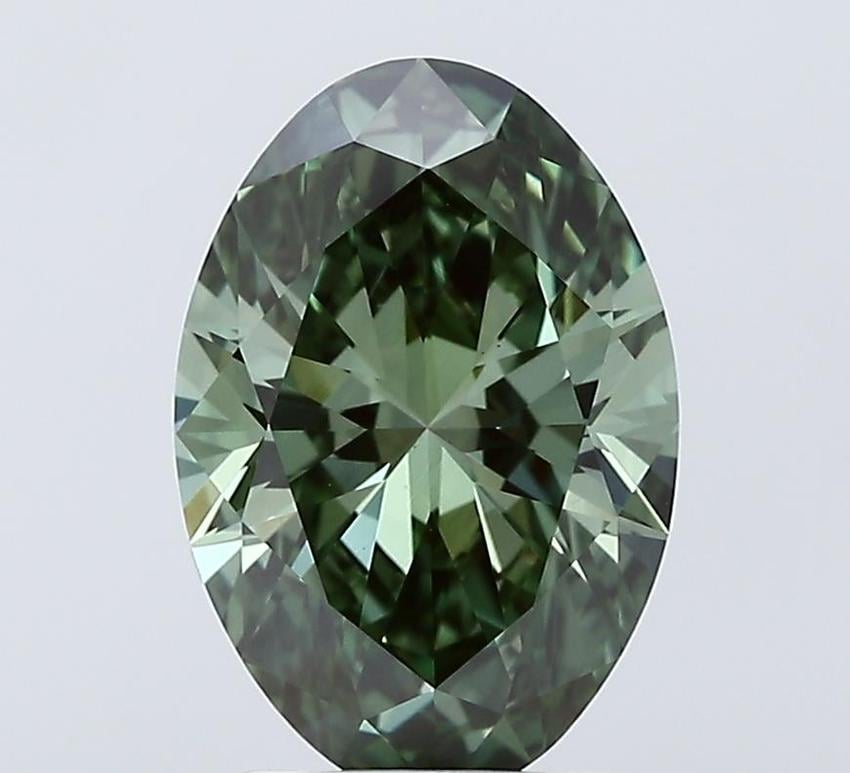 2.56 Ct. Fancy Vivid Green Oval Lab Grown Diamond