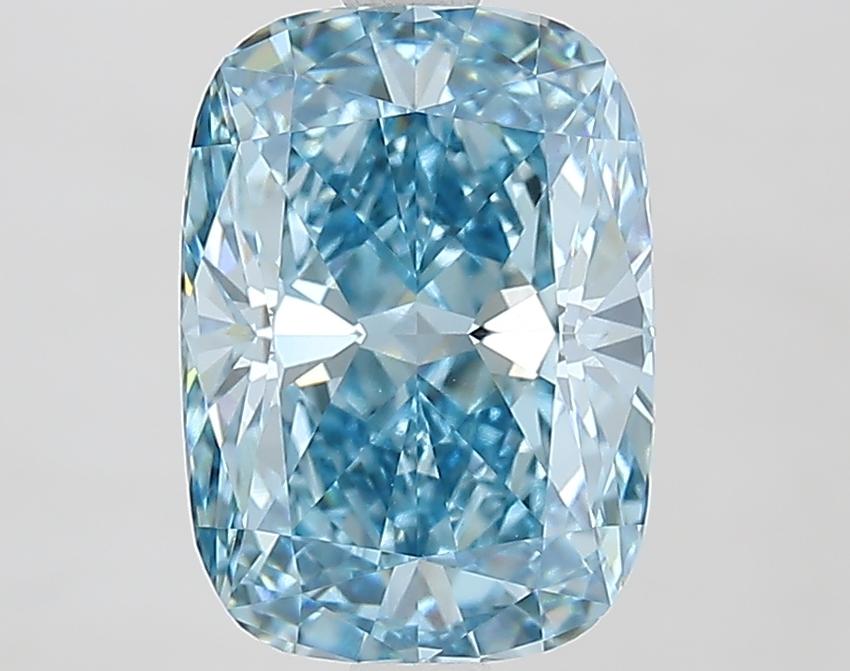 3.09 Ct. Fancy Vivid Blue Cushion Lab Grown Diamond