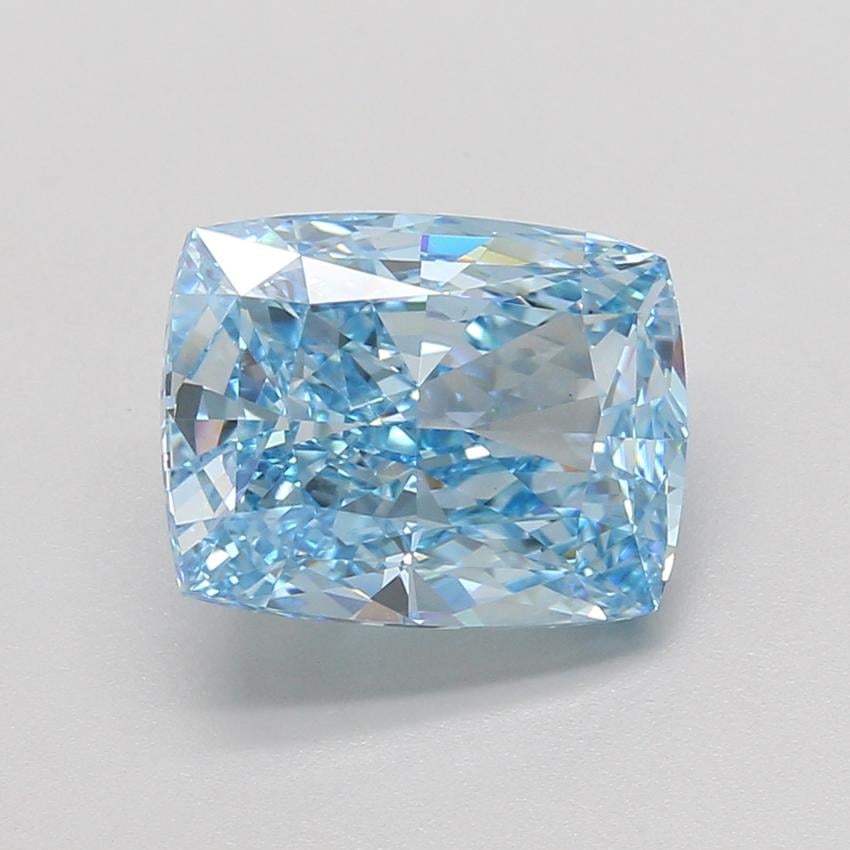 5.09 Ct. Fancy Vivid Blue Cushion Lab Grown Diamond