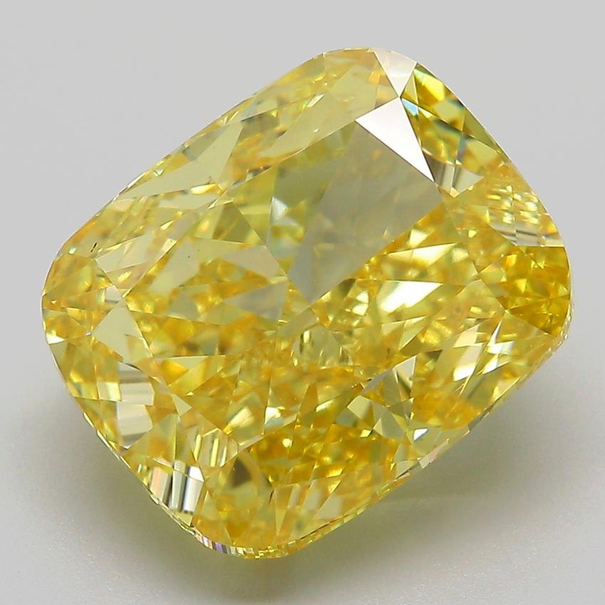 9.05 Ct. Fancy Vivid  Yellow Cushion Lab Grown Diamond