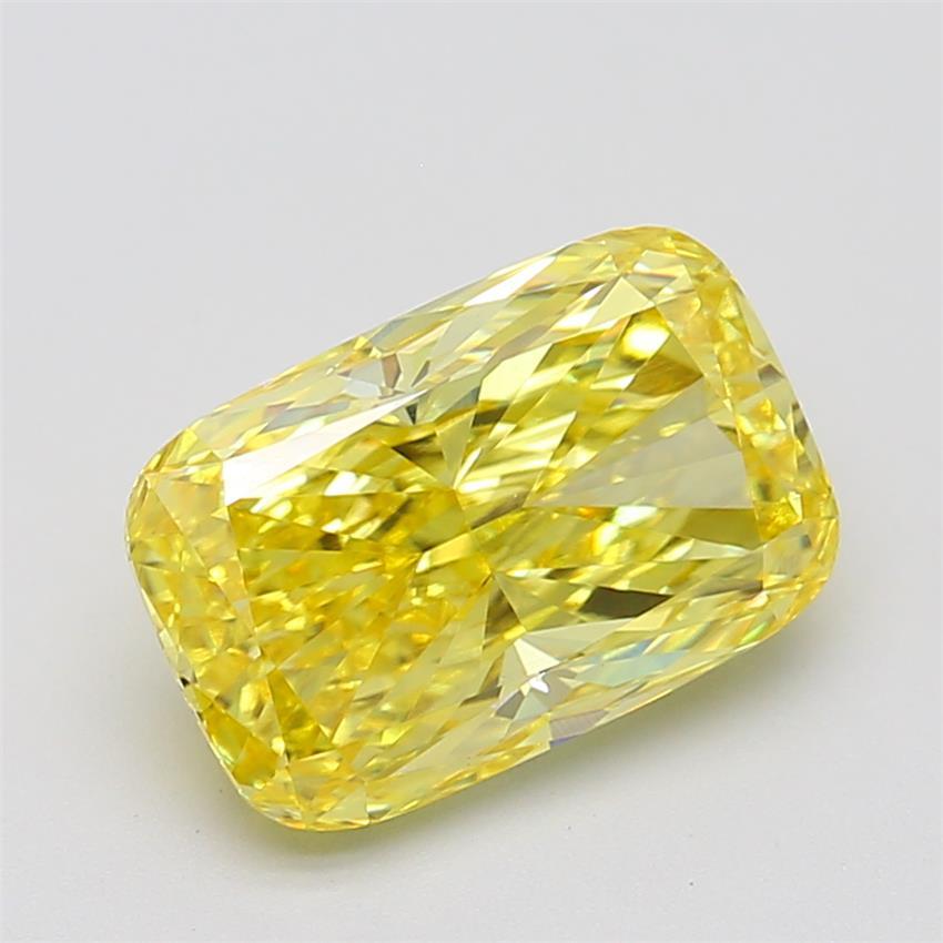 3.73 Ct. Fancy Vivid Yellow Cushion Lab Grown Diamond