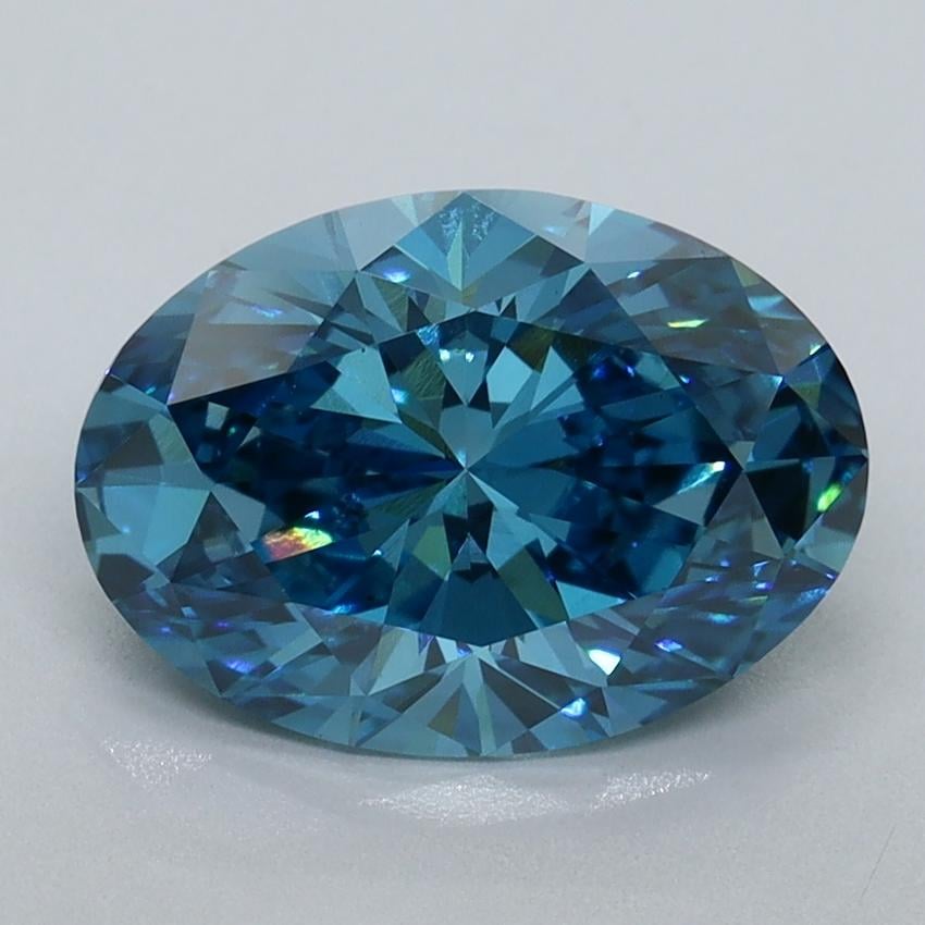 2.52 Ct. Fancy Vivid Blue Oval Lab Grown Diamond