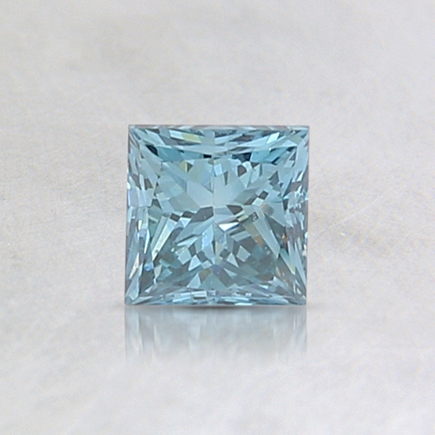 0.52 Ct. Fancy Intense Greenish Blue Princess Lab Created Diamond