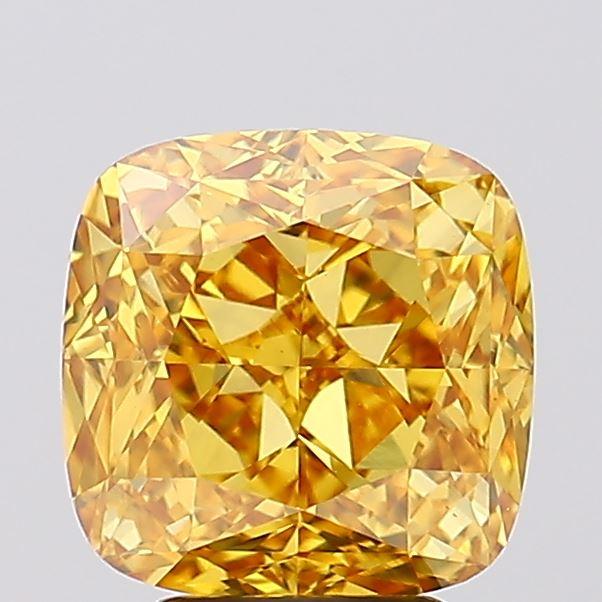 5.01 Ct. Fancy Vivid Yellow Cushion Lab Grown Diamond