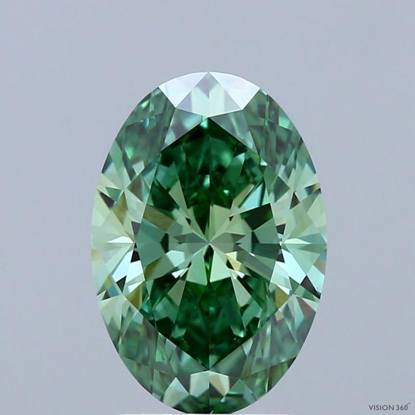 2.59 Ct. Fancy Vivid  Green Oval Lab Grown Diamond