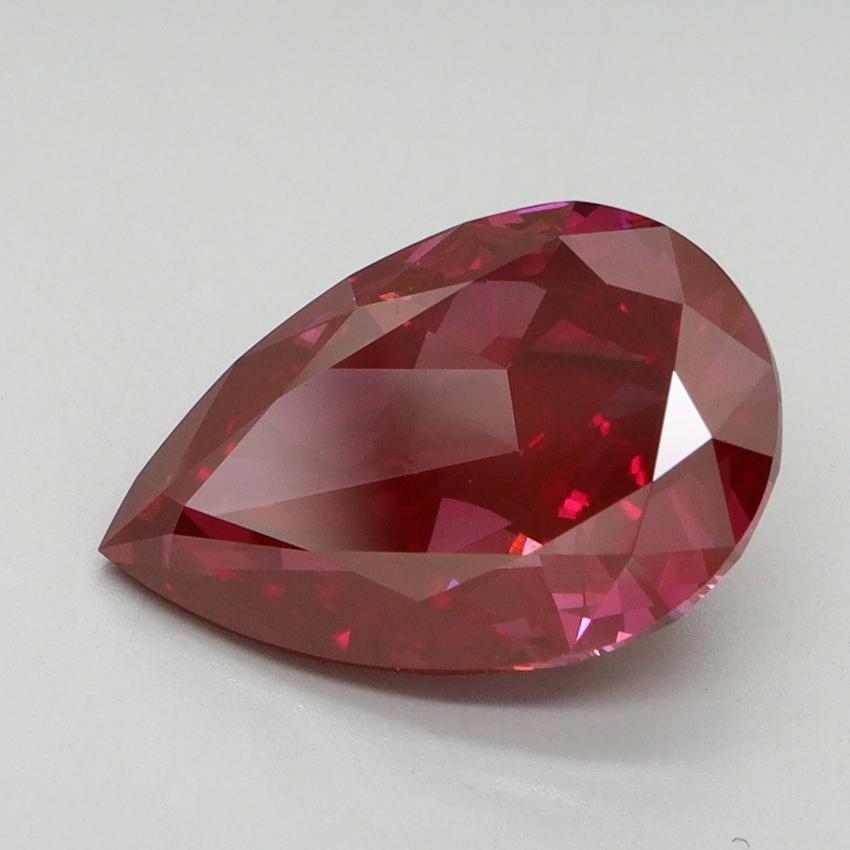 3.49 Ct. Fancy Vivid Red Pear Lab Grown Diamond